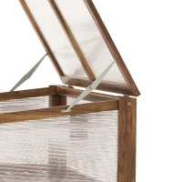 Outsunny Wooden Cold Frame Greenhouse, Garden Portable Raised Planter with Bottom Shelf for Outdoor Indoor Use, Brown(m-10)