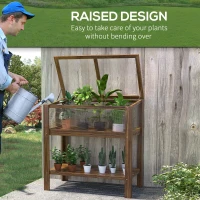 Outsunny Wooden Cold Frame Greenhouse, Garden Portable Raised Planter with Bottom Shelf for Outdoor Indoor Use, Brown(m-7)