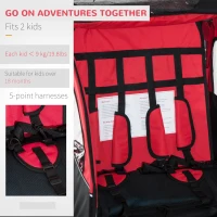 Aosom Elite Double Child Two-Wheel Bicycle Trailer with 2 Safety Harnesses - Red / Black(m-4)