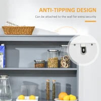 HOMCOM Modern 58" Kitchen Buffet with Hutch, Microwave Cabinet with Drawer and Storage Cupboard, Grey(m-7)