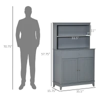 HOMCOM Modern 58" Kitchen Buffet with Hutch, Microwave Cabinet with Drawer and Storage Cupboard, Grey(m-3)