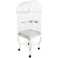 PawHut Play Open Top Bird Cage 60" Budgie Cage for Finches, Canaries with Rolling Stand, Removable Tray, Perches, Storage Shelf White, 21.3" x 21.3"(m-11)