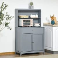 HOMCOM Modern 58" Kitchen Buffet with Hutch, Microwave Cabinet with Drawer and Storage Cupboard, Grey(m-2)