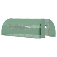 Outsunny 20' x 10' x 6.5' Large Tunnel Greenhouse with Roll-up Windows & Door, Walk-In Hoop Hot House with PE Cover, Heavy-duty Steel Frame, Green(m-1)