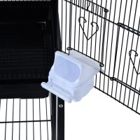 PawHut 60" Rolling Bird Cage Cockatoo House Play Top Finch Pet Supply with Wheels Black(m-6)