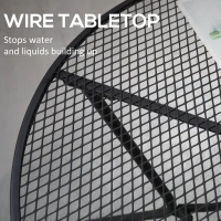 Outsunny 35" Round Outdoor Dining Table, Steel with Wire Mesh Top, Perfect for Patio, Garden, Backyard Gatherings(m-3)