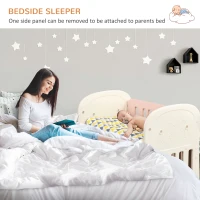 Qaba 3-in-1 Convertible Baby Crib Bedside Sleeper Bassinet with Storage Area, 4 Detachable Lockable Wheels, Mattress, Pink(m-4)