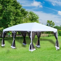 Outsunny 10' x 20' Pop Up Canopy Tent with Netting, Heavy Duty Large Party Tent, Instant Sun Shelter with Carry Bag for Backyard Garden Patio, Cream White(m-1)