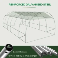 Outsunny 20' x 10' x 6.5' Large Tunnel Greenhouse with Roll-up Windows & Door, Walk-In Hoop Hot House with PE Cover, Heavy-duty Steel Frame, Green(m-7)