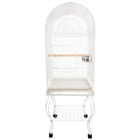PawHut Play Open Top Bird Cage 60" Budgie Cage for Finches, Canaries with Rolling Stand, Removable Tray, Perches, Storage Shelf White, 21.3" x 21.3"(m-4)