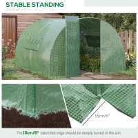 Outsunny 20' x 10' x 6.5' Large Tunnel Greenhouse with Roll-up Windows & Door, Walk-In Hoop Hot House with PE Cover, Heavy-duty Steel Frame, Green(m-6)