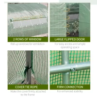 Outsunny 20' x 10' x 6.5' Large Tunnel Greenhouse with Roll-up Windows & Door, Walk-In Hoop Hot House with PE Cover, Heavy-duty Steel Frame, Green(m-5)