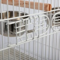PawHut Play Open Top Bird Cage 60" Budgie Cage for Finches, Canaries with Rolling Stand, Removable Tray, Perches, Storage Shelf White, 21.3" x 21.3"(m-7)