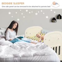 Qaba 3-in-1 Convertible Baby Crib Bedside Sleeper Bassinet with Storage Area, 4 Detachable Lockable Wheels, Mattress, Blue(m-4)