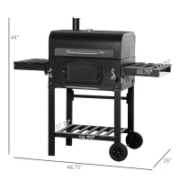 Outsunny 48" Charcoal BBQ Grill and Smoker Combo with Adjustable Height, Portable, Folding Shelves, Thermometer, Bottle Opener, and Wheels(m-3)