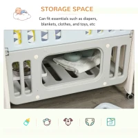 Qaba 3-in-1 Convertible Baby Crib Bedside Sleeper Bassinet with Storage Area, 4 Detachable Lockable Wheels, Mattress, Blue(m-6)