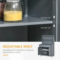 HOMCOM Modern 58" Kitchen Buffet with Hutch, Microwave Cabinet with Drawer and Storage Cupboard, Grey(m-5)