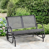 Outsunny 2-Person Outdoor Glider Bench Patio Double Swing Rocking Chair Loveseat w/Power Coated Steel Frame for Backyard Garden Porch, Grey(m-2)