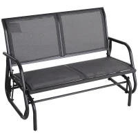 Outsunny 2-Person Outdoor Glider Bench Patio Double Swing Rocking Chair Loveseat w/Power Coated Steel Frame for Backyard Garden Porch, Grey(m-1)