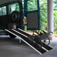 HomCom 10' Portable Traveling Convenient Mobility Ramp Carpeted Aluminum Side Walls Folding(m-2)