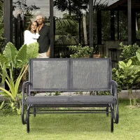 Outsunny 2-Person Outdoor Glider Bench Patio Double Swing Rocking Chair Loveseat w/Power Coated Steel Frame for Backyard Garden Porch, Grey(m-8)