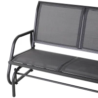 Outsunny 2-Person Outdoor Glider Bench Patio Double Swing Rocking Chair Loveseat w/Power Coated Steel Frame for Backyard Garden Porch, Grey(m-9)