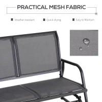 Outsunny 2-Person Outdoor Glider Bench Patio Double Swing Rocking Chair Loveseat w/Power Coated Steel Frame for Backyard Garden Porch, Grey(m-5)