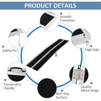 HomCom 10' Portable Traveling Convenient Mobility Ramp Carpeted Aluminum Side Walls Folding(m-5)