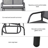 Outsunny 2-Person Outdoor Glider Bench Patio Double Swing Rocking Chair Loveseat w/Power Coated Steel Frame for Backyard Garden Porch, Grey(m-7)