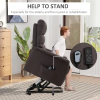HOMCOM Power Lift Assist Recliner Chair for Elderly with Remote Control, Linen Fabric Upholstery, Brown(m-4)