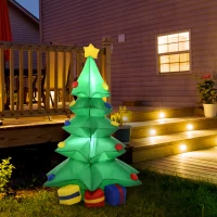 HOMCOM 4ft Christmas Inflatable Christmas Tree with Presents, Outdoor Blow-Up Yard Decoration with LED Lights Display(m-9)