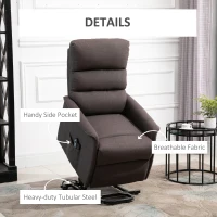 HOMCOM Power Lift Assist Recliner Chair for Elderly with Remote Control, Linen Fabric Upholstery, Brown(m-7)