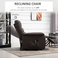 HOMCOM Power Lift Assist Recliner Chair for Elderly with Remote Control, Linen Fabric Upholstery, Brown(m-5)