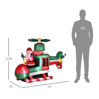 HOMCOM 5FT Christmas Inflatable Santa Claus Flying Helicopter with Built-in LED Lights, Outdoor Indoor Blow up Holiday Yard Decorations(m-3)