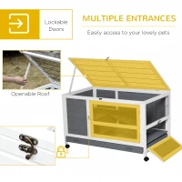PawHut Indoor Rabbit Enclosure, Wooden Elevated Pet Bunny House with Slide-Out Tray Indoor Grey(m-5)