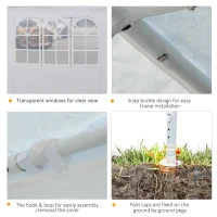 Outsunny 10 x 30ft Heavy Duty  Party Tent Gazebo Carport Camping Canopy (10 x 30ft) with Removable Sidewalls White(m-6)