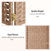 HOMCOM 6' Tall Wicker Weave 3 Panel Room Divider Wall Divider, Natural Wood(m-4)