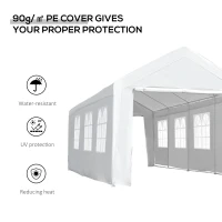 Outsunny 10 x 30ft Heavy Duty  Party Tent Gazebo Carport Camping Canopy (10 x 30ft) with Removable Sidewalls White(m-5)