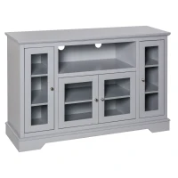 HOMCOM Sideboard Buffet Cabinet with Storage, Kitchen Cabinet Coffee Bar Cabinet with Glass Doors for Living Room, Kitchen, Grey(m-11)