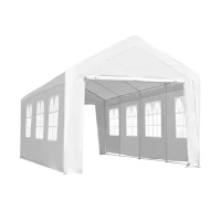 Outsunny 10 x 30ft Heavy Duty  Party Tent Gazebo Carport Camping Canopy (10 x 30ft) with Removable Sidewalls White(m-2)