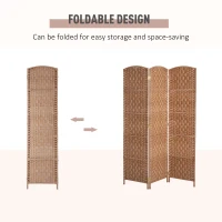 HOMCOM 6' Tall Wicker Weave 3 Panel Room Divider Wall Divider, Natural Wood(m-5)