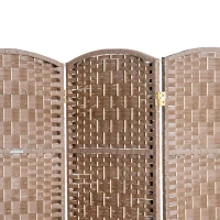 HOMCOM 6' Tall Wicker Weave 3 Panel Room Divider Wall Divider, Natural Wood(m-14)