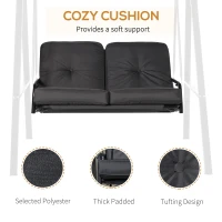 Outsunny 2 Seater Covered Outdoor Swing Chair Porch Swing Bench Lounger Hammock with Removable Cushion Tilt Canopy, Black(m-5)