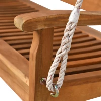 Outsunny 48'' 2-Seater Hanging Porch Swing, Outdoor Patio Wooden Swing Bench w/ Ropes, Slatted Design, 700 lb Weight Capacity, Natural(m-9)