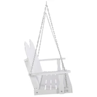 Outsunny 47'' 2-Seater Hanging Porch Swing, Outdoor Patio Swing Bench with Wooden Build, Water-Fighting Protection, & Classic Style, 440 lb Weight Capacity, White(m-13)