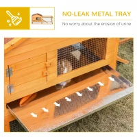 PawHut 62" Large Outdoor Log Cabin Rabbit Cage Small Animal Hutch with Run and Ramp(m-6)