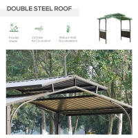 Outsunny 8' x 5' Hardtop Grill Gazebo, Aluminium BBQ Canopy Gazebo, Outdoor Canopy with Side Shelves & Double Roof for Great Ventilation(m-4)