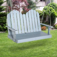 Outsunny 47'' 2-Seater Hanging Porch Swing, Outdoor Patio Swing Bench with Wooden Build, Water-Fighting Protection, & Classic Style, 440 lb Weight Capacity, Grey(m-2)