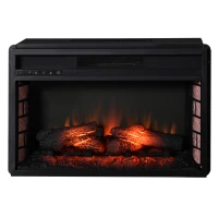 HOMCOM 27" Electric Fireplace Insert, Retro Recessed Fireplace Heater with Realistic Log Flame, Remote Control, and Adjustable Brightness, 1400W, Black(m-15)