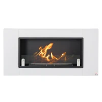 HOMCOM Ethanol Fireplace, 43.25" Wall-Mounted 0.73 Gal Stainless Steel Max 323 Sq. Ft., Burns up to 4 Hours, White(m-11)